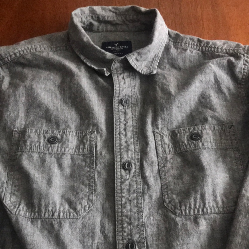 American Eagle Gray Classic Fit Button Down - image 2